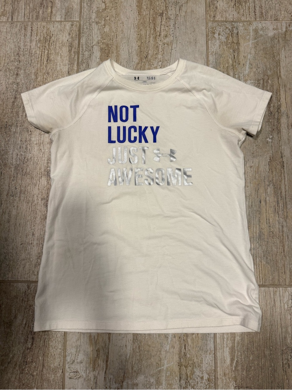 Under Armour Kids' White 'Not Lucky Just Awesome' Graphic Tee